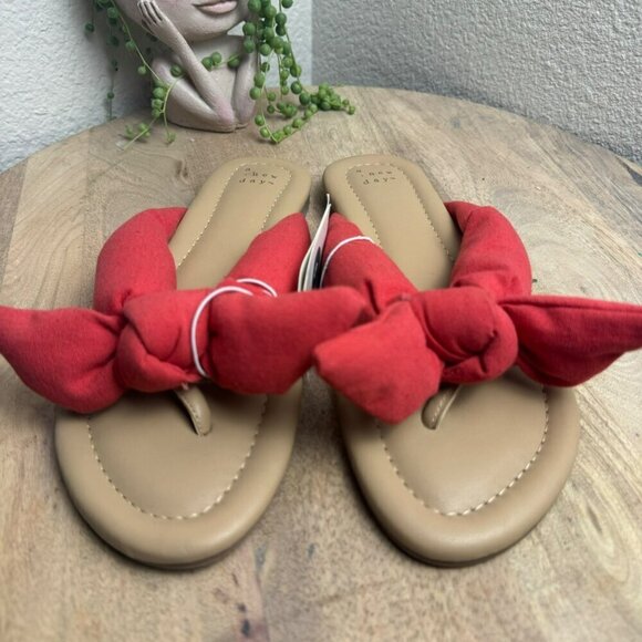 A New Day Red Knot Bow Sandals Size 9 NWT - Picture 5 of 5